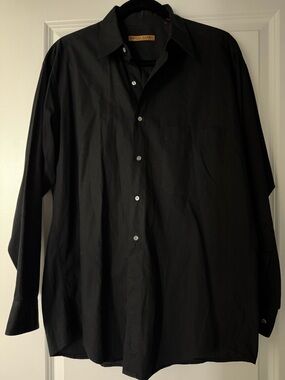 Donna Karan Black Long-Sleeve Dress Shirt